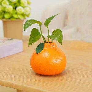 Orange Shaped Decorative <b>Vase</b>, <b>Small</b> Hydroponic Plant Pot, Faux Ceramic Style Tabletop Flower Holder for Office, Home Decor - Product Image 3