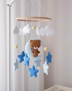 Oso de peluche neutral móvil para bebé, oso de peluche de fieltro para guardería, espera de Regalo para mamá - Product Image 3