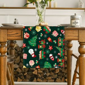 Chemin de table de Noël scandinave Bonhomme de neige minimaliste et <span class=keywords><strong>sapin</strong></span> Design tissu en lin naturel pour table de vacances à la maison moderne - Product Image 5