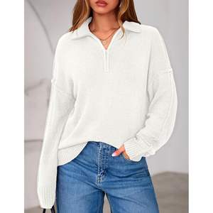 Suéter Personalizado para Mujer, Cuello en V, Cierre de Cremallera, Manga Larga, Estilo Casual de Negocios, Otoño-Invierno 2025, Talla XS, B0F9KCBZT8 - Product Image 1