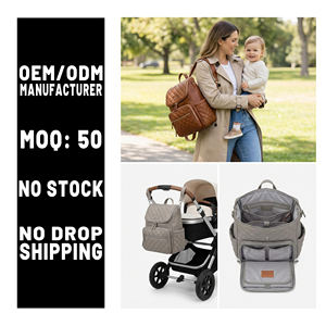 Manufacturer Factory Direct Custom Logo Leather Mommy Nappy <strong>Changing</strong> Hospital Travel Baby Diaper Tote <strong>Bag</strong> for <strong>Twins</strong> - Product Image 3