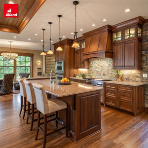 Allandgroup: Mobili da Cucina a L in Stile Rustico con Isola e Piano di Lavoro in Granito, in Mogano Rosso - Product Image 5