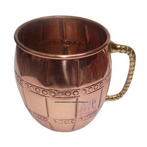 Taza de cobre puro con mango de latón para boda, fiesta, Bar y restaurante, diseño grabado - Product Image 1