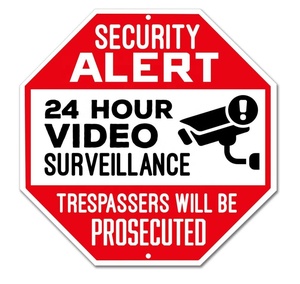 Factory Custom Wholesale CCTV Plastic or Aluminum Custom Reflective Octagon <strong>Security</strong> Warning Sign - Product Image 1