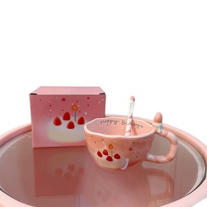 Tasse Girly haute à thème joyeux anniversaire tasse à eau en céramique Style de conception de dessin animé <span class=keywords><strong>meilleure</strong></span> tasse cadeau pour les filles et les meilleurs amis - Product Image 5