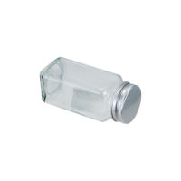 Récipient de stockage en verre de cuisine carré de 4oz pot d'assaisonnement d'épices et de poivre vide avec couvercles shaker et bouchon à vis emballé dans un carton