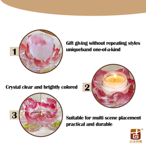 Şakayık kristal hizmet Trio - <span class=keywords><strong>3</strong></span>-in-1 kristal el sanatları öğleden sonra çay adak mum ve tütsü, düğün tatlı masa lüks dekor - Product Image 3