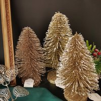 Pohon Natal Mini Plastik Berkualitas Tinggi SSSFLOWERS Bunga Buatan 27CM Dekorasi Meja dengan Hiasan Tinsel