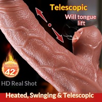 Jouet sexuel pour adultes, 7 fréquences, vibration télescopique automatique, chauffage, télécommande, étanche au quotidien, réaliste, gode féminin
