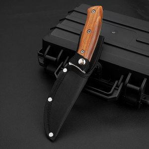 <span class=keywords><strong>Cuchillo</strong></span> de hoja fija OEM con mango de madera, hoja de acero inoxidable, para camping, supervivencia, <span class=keywords><strong>bushcraft</strong></span> y caza, con funda de nailon. - Product Image 5