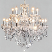 Lustre en cristal transparent classique personnalisé, luminaire suspendu à plusieurs niveaux pour la décoration d'hôtels, de villas et de salles de banquet