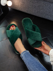 Pantuflas de Piel para Mujer al por Mayor, Suaves, Modernas, con Tiras Cruzadas, Clásicas, Cálidas, Afelpadas, para Interiores, Otoño e Invierno - Product Image 6