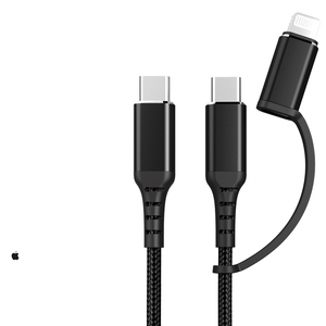 Cavo dati di <span class=keywords><strong>ricarica</strong></span> MFI due in uno per IPhone16 e <span class=keywords><strong>Mobile</strong></span>/Tablet per caricatore da auto Apple con lega di alluminio e schermatura a treccia - Product Image 1