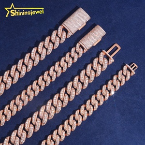 เครื่องประดับสไตล์ฮิปฮอปขนาด15มม. 18มม. สายโซ่สีโรสโกลด์925เงินคิวบา - Product Image 2