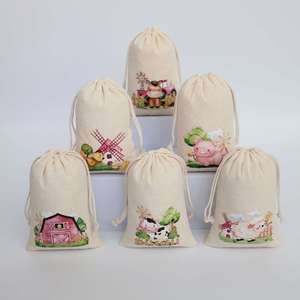 Sac cadeau en coton avec cordon de serrage, pochette en tissu, sac d'emballage pour bijoux, sac pour cadeaux de fête - Product Image 4