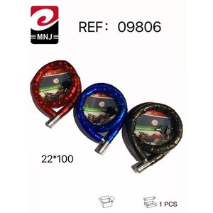 Lucchetto per moto Mnj 22x100mm con cavo in acciaio e catena di sicurezza per motociclette - Product Image 1