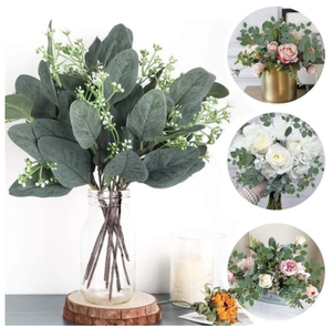 Hojas artificiales de <span class=keywords><strong>Eucalipto</strong></span>, ramas de <span class=keywords><strong>Eucalipto</strong></span>, plantas artificiales para ramos florales, decoración verde para vacaciones de boda - Product Image 6