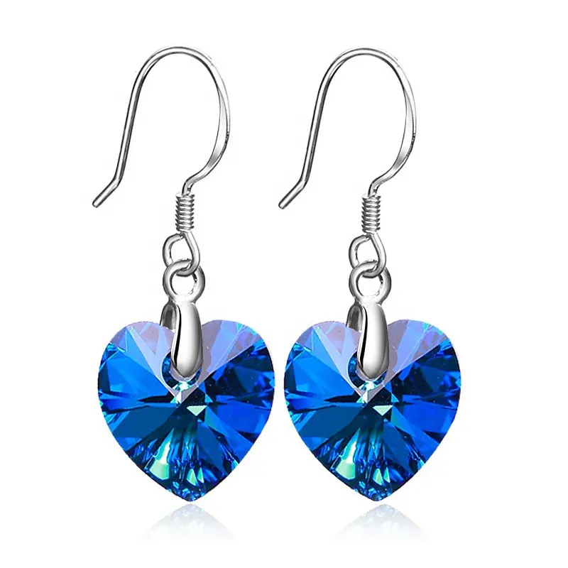 Heart of the Ocean Blue ELEMENTS Crystal Heart earring Women Fashion Jewelry