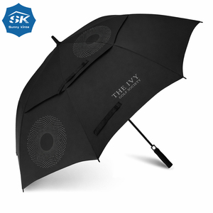 Parapluie de golf noir haut de gamme, texturé dégradé, coupe-vent et imperméable, avec logo pour usage professionnel - Product Image 2