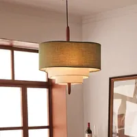 BAZHI Suspension LED en tissu Wabi-Sabi faite à la main, style rétro japonais, en lin, minimaliste, zen, 2700K, blanc chaud doux