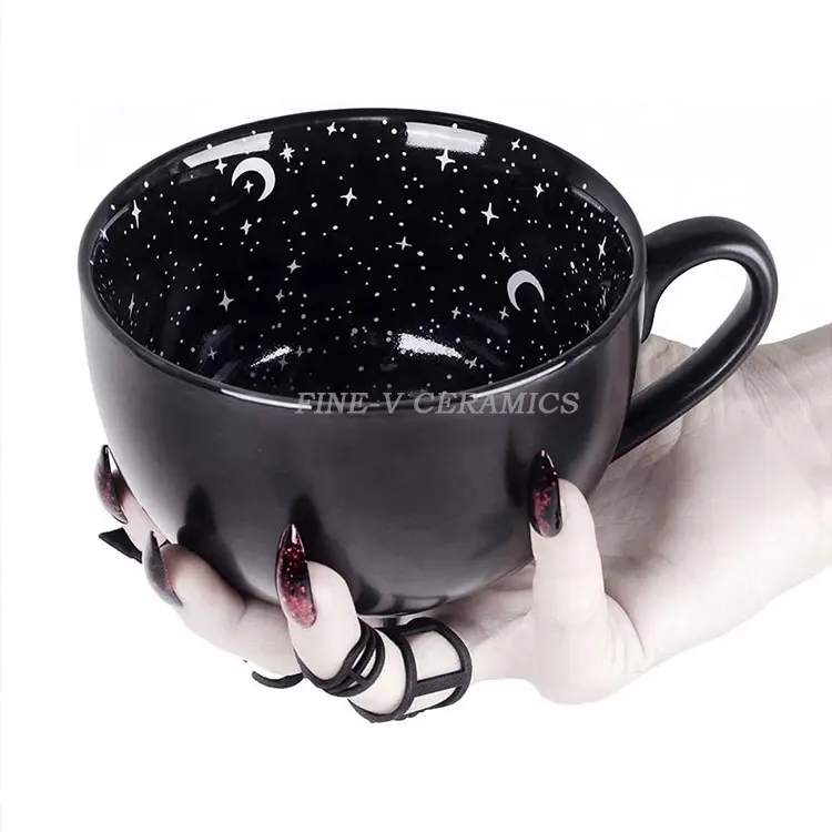 500ml black Midnight Coffee Large Mug Cute Mugs For Women Unique Halloween Spooky Witch Gifts Novelty ceramic Tea Cup