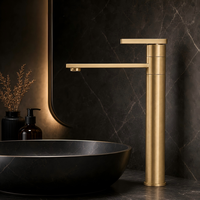 Robinet de lavabo de comptoir moderne et luxueux à poignée unique, résistant aux traces de doigts, avec cartouche en céramique