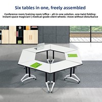 HYZ-297X Ensemble table et chaise de formation trapézoïdale pour salle de classe intelligente, table de conférence hexagonale pliable en alliage d'aluminium épaissi