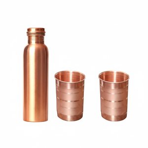 Hot Selling Latest Arrival Pure Copper <b>Water</b> Bottle with Lid Metal Copper Bottle Lining Printed <b>Glasses</b> Wholesale Price - Product Image 1