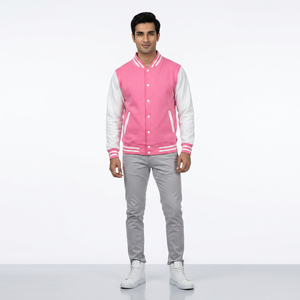 FINER THREADS Men's Winter Varsity <b>Jacket</b> <b>with</b> Custom Logo Patches Baseball Style <b>Fleece</b> <b>Lining</b> 100% Cotton - Product Image 1