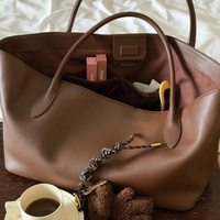 Bolso de Mano de Cuero Genuino, Diseño Personalizado Vintage, Moderno, Portátil, con Correa de Hombro Individual, Gran Capacidad, para Artículos Personales