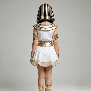 <span class=keywords><strong>Disfraz</strong></span> <span class=keywords><strong>de</strong></span> <span class=keywords><strong>Cleopatra</strong></span> del Antiguo Egipto, Vestido <span class=keywords><strong>Corto</strong></span> Blanco y Dorado para Fiestas y Actuaciones - Product Image 2