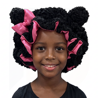 Bonnet de nuit en peluche pour enfants, doublé de satin, avec nœud mignon et oreilles d'ours, diamètre 28 cm, disponible en six couleurs