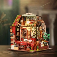 Jouet créatif DIY pour filles, maison de fleurs, modèle d'assemblage 3D fait main (La maison du livre - avec boîte à musique)