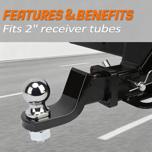 New Trailer Hitch Ball <b>Mount</b> With 2 in & Pin Solid Steel Black Powder Coated Fits Inch Tow Hitch Trailer Hitch Hitch to - Product Image 2