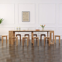 Table à manger rectangulaire pliante et extensible en bois massif de style nordique pour petites maisons avec design de table invisible