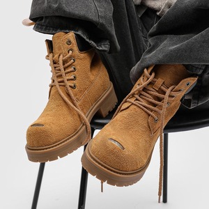 Bottes en cuir marron pour hommes, hauteur du talon 20 cm, style vintage rare, bottes hautes à semelles épaisses, grande taille, bottes de moto tendance - Product Image 3