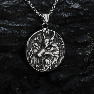 yunnique Men's Stainless Steel Wolf <b>Head</b> Pendant Necklace Viking <b>Style</b> Animal Design Gift Jewelry - Product Image 3