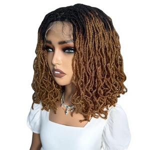 16 pulgadas Ombre Brown Passion Twist Goddess 13x3 <span class=keywords><strong>HD</strong></span> encaje sintético tejido rápido ganchillo trenzado peluca para mujeres de cabello africano - Product Image 2