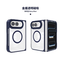Coque de téléphone portable transparente antichoc pour iPhone 18 DUO, étui à rabat magnétique transparent en TPU et PC avec cadre métallique pour l'appareil photo