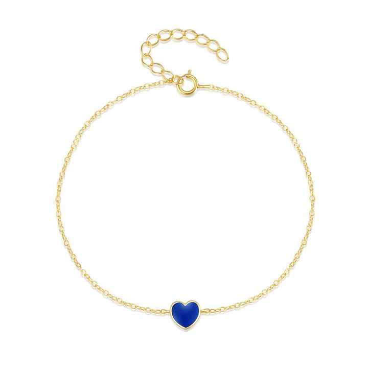 Luxury Jewelry 925 Sterling SIlver Color enamel Heart Shaped Adjustable
