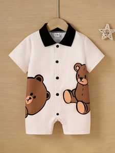Adorable Body de Bebé con Gráficos de Animales Salvajes, Cierre Lateral, Suave, sin Pies, Pijama para Recién Nacido - Product Image 3