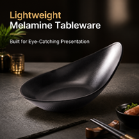 Plat à pieds en mélamine noire aux caractéristiques chinoises, 26,6 cm, incassable, qualité alimentaire, pour restaurants et hôtels