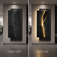 Murale LED moderne rétroéclairée en pierre de luxe avec effet de fissure lumineuse pour hall d'hôtel, villa, couloir, entrée – Vente en gros et sur mesure