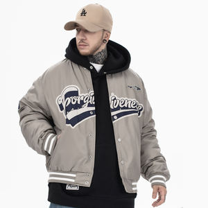 แจ็คเก็ตเลตเตอร์แมนผู้ชายสไตล์วาร์ซิตี้ ผ้าแคนวาสบอมเบอร์พัฟเฟอร์  ออกแบบเองได้ แฟชั่นสตรีทแวร์ฤดูใบไม้ร่วง - Product Image 3