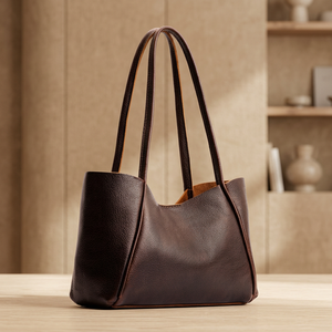 BS INTERNATIONAL Bolso de Mano Casual de Cuero de Búfalo Negro Natural, con Cierre, Duradero, Ecológico, Ligero, Estilo Americano - Product Image 5