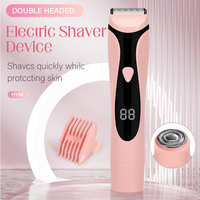 Nouvelle tondeuse à cheveux électrique double tête USB/IPX7 à piles pour usage domestique, en acier inoxydable, faible bruit, rasoir pour femmes