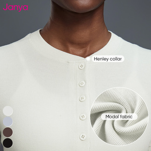 T-<span class=keywords><strong>shirt</strong></span> de <span class=keywords><strong>sport</strong></span> pour <span class=keywords><strong>femme</strong></span> Janya, col Henley, décontracté, pour la salle de <span class=keywords><strong>sport</strong></span>, fermeture à boutons, confortable, modal, manches longues, yoga, <span class=keywords><strong>sport</strong></span> - Product Image 4