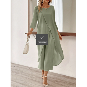 Wholesale Eid Ramadan EID Islamic Clothing Kimono Muslim Women Dress Modest Dress Dubai Abaya <b>Wrap</b> <b>Skirt</b> 2PCS Set 2026 - Product Image 1