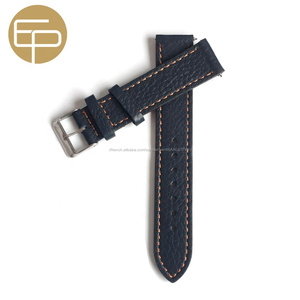 personnalisé bleu marine doux veau véritable bracelet de montre en cuir avec doublure orange 14 16 18 20 22 24 26mm - Product Image 1