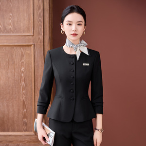 Women's Suit Set Polyester Three Quarter Sleeve Anti-Wrinkle Office Lady Autumn Workwear Business Formal Wear - Product Image 4
